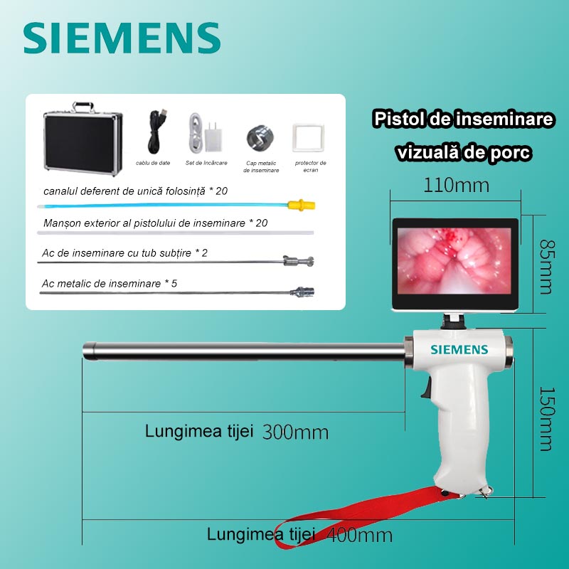 [Versiune standard (pentru porci)] Pistol de inseminare vizual Siemens + ace de inseminare cu tub subtire * 2 + ace metalice de inseminare * 5 + manșoane pentru tub de inseminare * 20 + tuburi de inseminare de unică folosință * 20 + alte accesorii